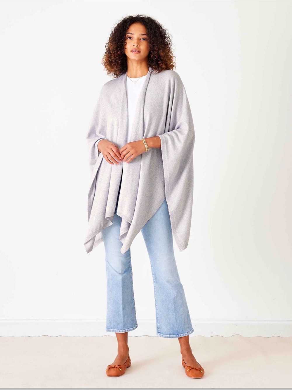 MERSEA Charleston Travel Wrap Cloud Gray Cotton Cashmere One Size